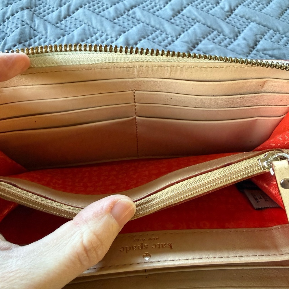 Kate Spade Stripe Zip Around Wallet Colorful Pink Orange Yellow - Picture 12 of 16